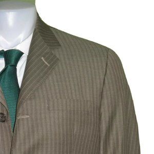 Giovanni x Domenico Vacca Bespoke Vitale Brown Stripe Three Button Suit 42R